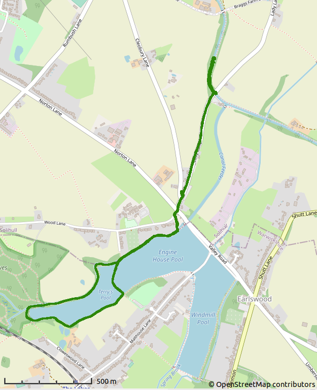 map of 3 mile walk, Earlswood reservoir