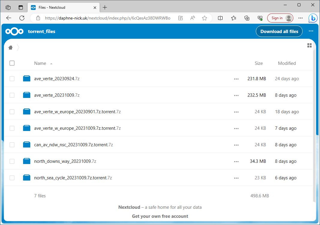 New Microsoft Edge - Nextcloud downloads